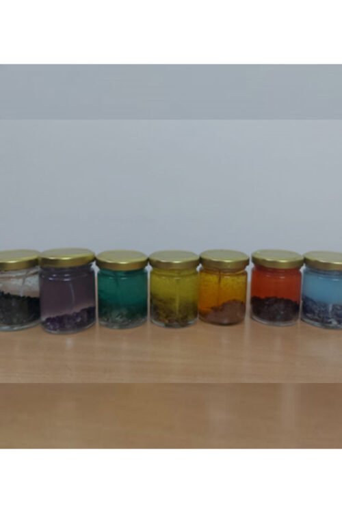 7 Chakra Crystal Candle with Crystal & Essential Oil